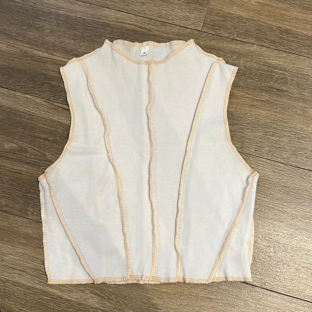 Shein White and Baby Pink Lined Top